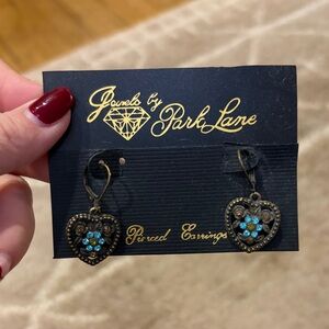 NWT Park Lane Heart Earrings with Blue and Brown Accents